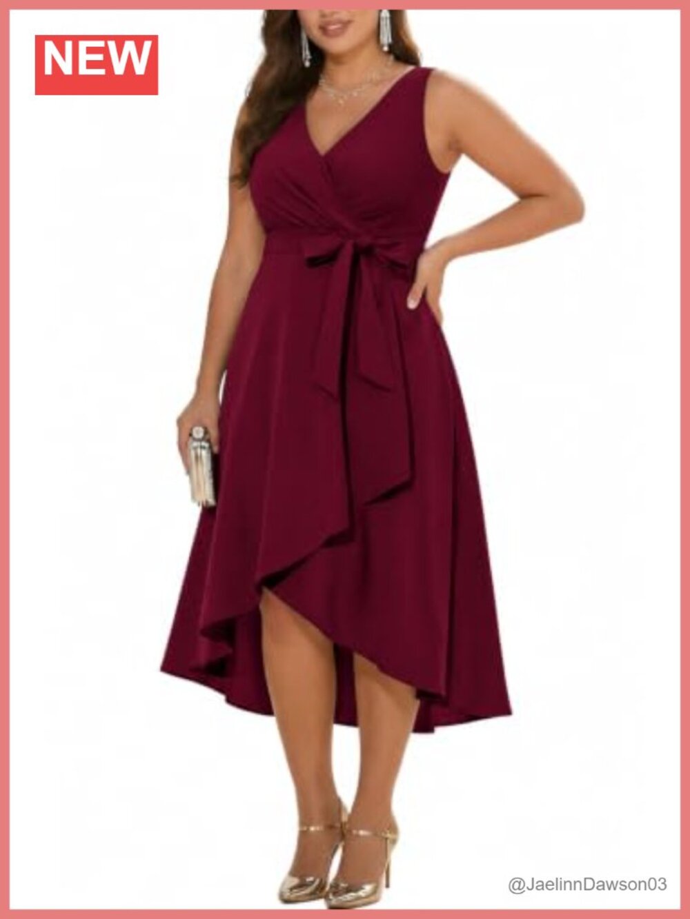 Plus Size High Low V-Neck Semi Formal Cocktail Dress Sleeveless